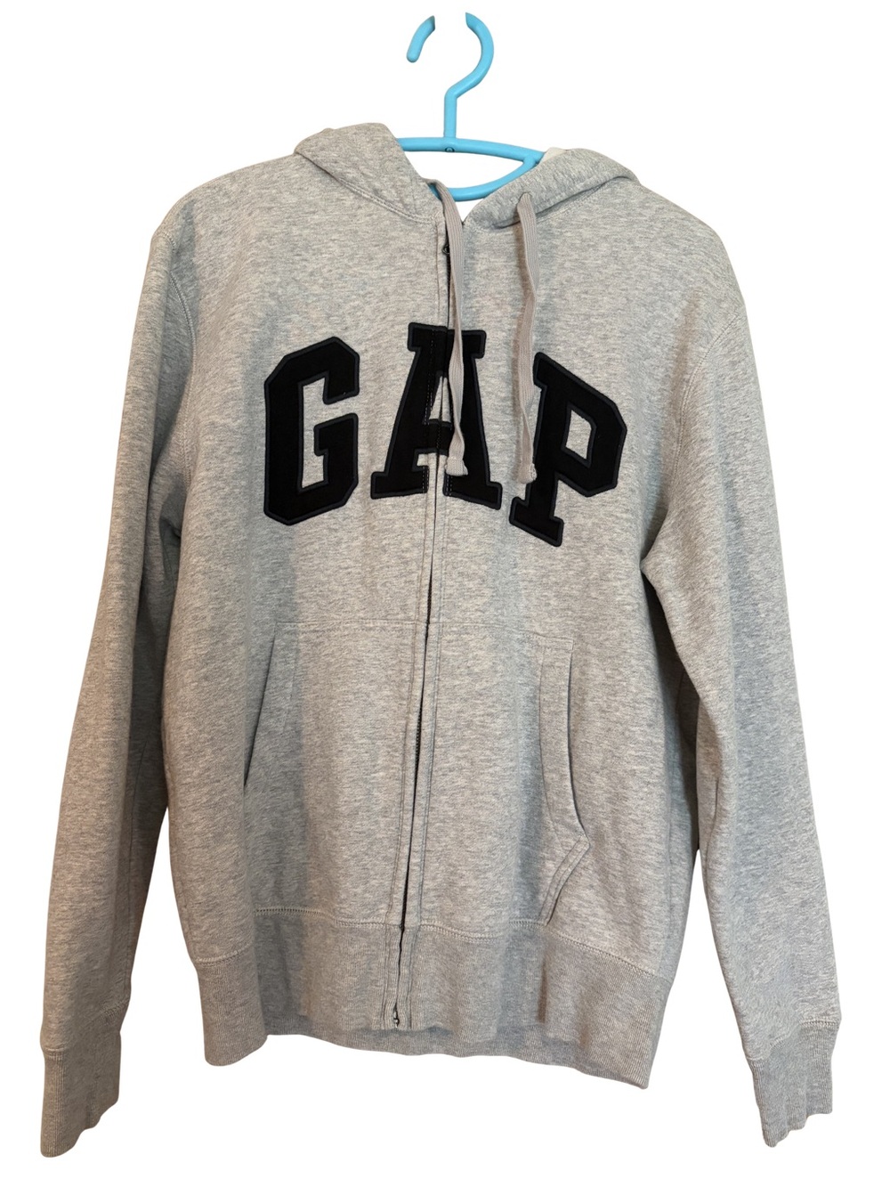 GAP Light Gray Hooded Zip-Up Jacket with Black Logo